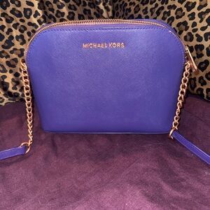 Michael Kors Violet Saffiano Leather Crossbody with Gold-Tone Chain